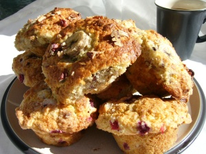 Raspberry Yogurt Muffins (shown with Banana Nut Muffins)