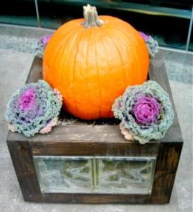 A seasonal planter in front of Le Germain