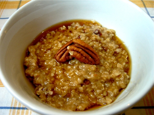 Maple Pecan Oatmeal on a cold winter morning