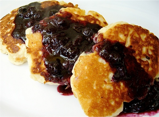 Pancakes with blueberry sauce
