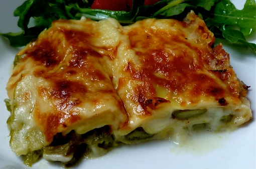 Roasted Asparagus Lasagna with Salad