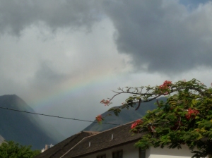 A rainbow over the mountains, from Lahania, Maui