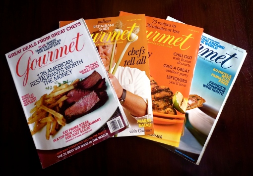 Various issues of Gourmet magazine through the years